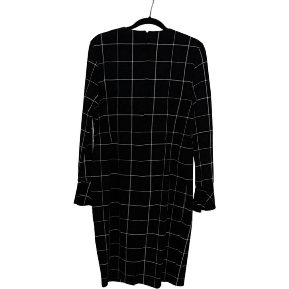 IMAN Global Chic Touch of Gold Power Ponte Bell-Sleeve Dress Windowpane Size XL - Picture 3 of 10